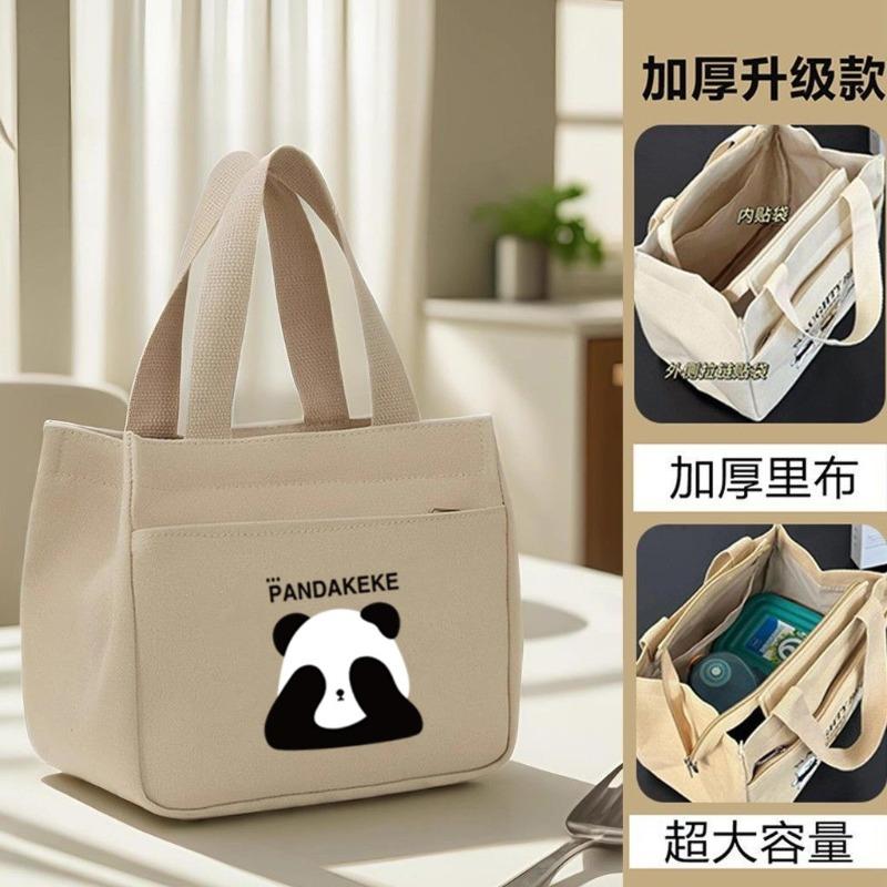 Canvas handbag large capacity simple office worker cartoon versatile lunch box mommy with rice bento bag