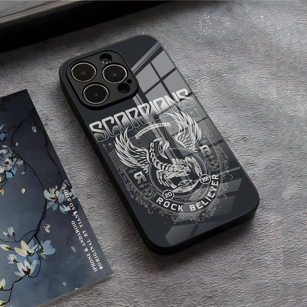 

S-Scorpions Band Phone Case For IPhone 17 Air 16 E Pro Max 15 14 13 Mini 12 Pro 11 Max Plus Black Glass Cover iPhone 12 Mini