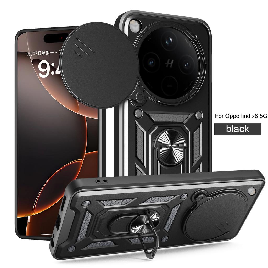 For OPPO Find X8 Case Oppo Find X8 Pro Cover  Find X8 Pro Magnetic Ring Holder Armor Phone Case Slide Camera Protect Back Cover