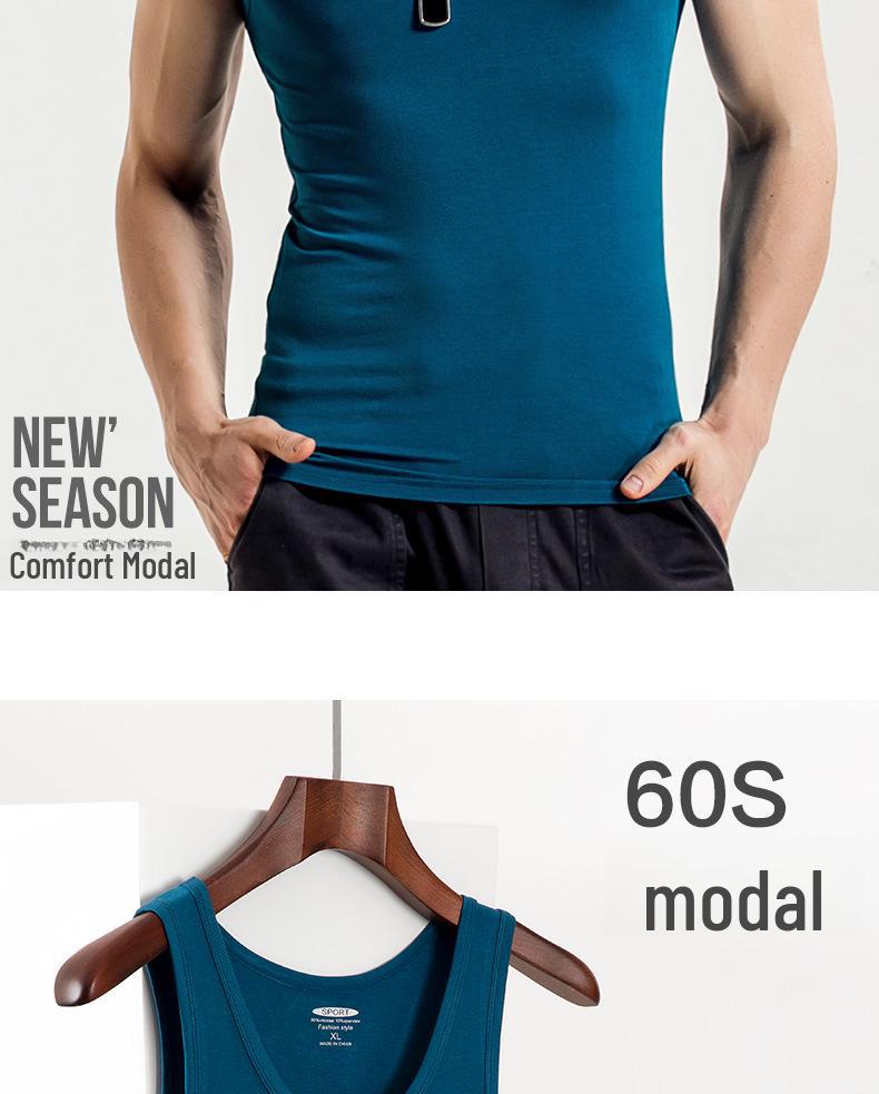 Men's Modal Silk Cotton Sleeveless Sports Vest T-Shirt
