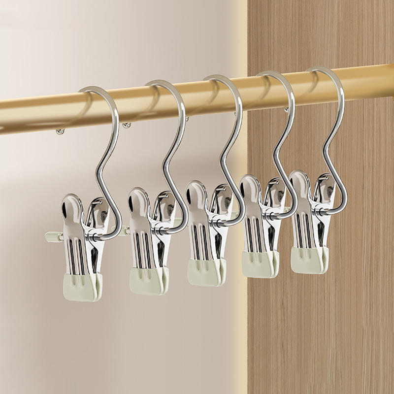 5/10pcs Stainless Steel Clothespins Laundry Clothes Peg With Hook Portable Hanging Clothes Clip Wardrobes Organizer Hanger