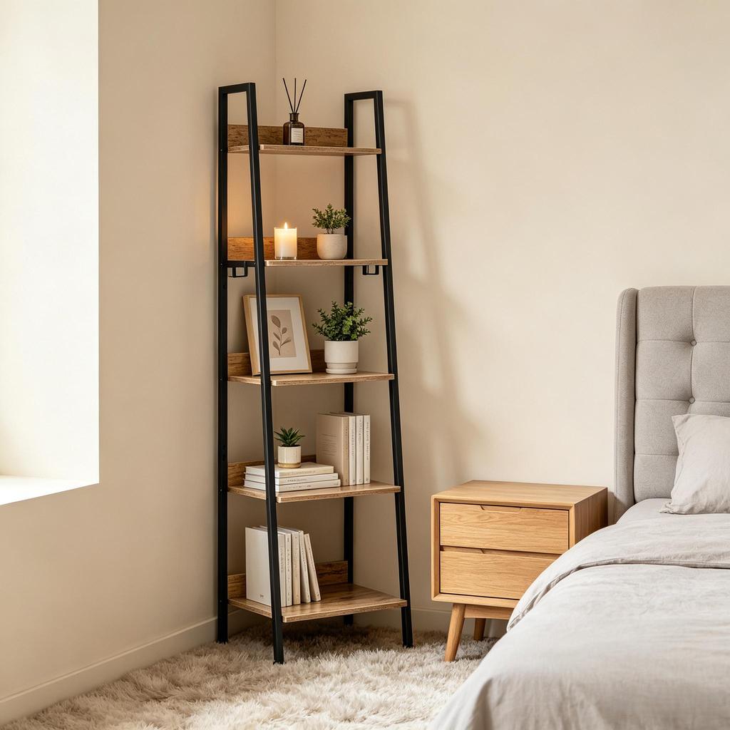 Ladder Display Shelf, Open Bathroom Storage Shelf, Standing Bookshelf, Storage Shelf in the Living Room (only with storage shelf)
