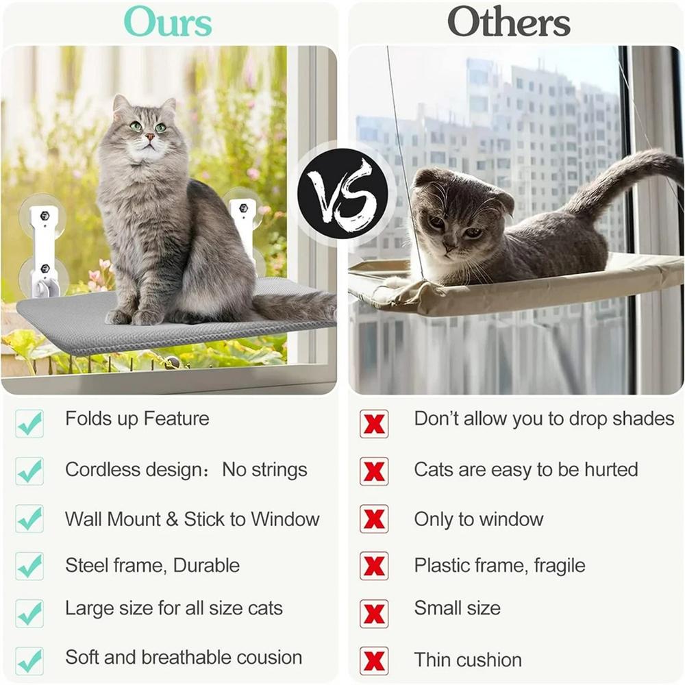 Foldable Pet Bed Cat Hammock Plush Mesh Cat Window Perch Kitten Hammock Shelf Breathable Mesh For Wall