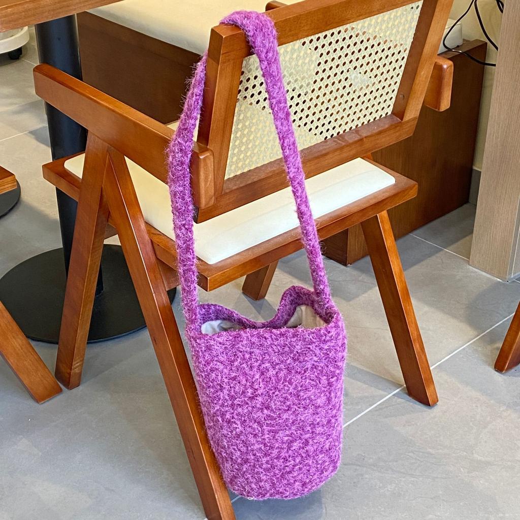 Faux Lamb Wool Ladies Red Crossbody Bag Retro Furry Women's Bucket Shoulder Bags Soft Plush Female Winter Handbags Purse Tote