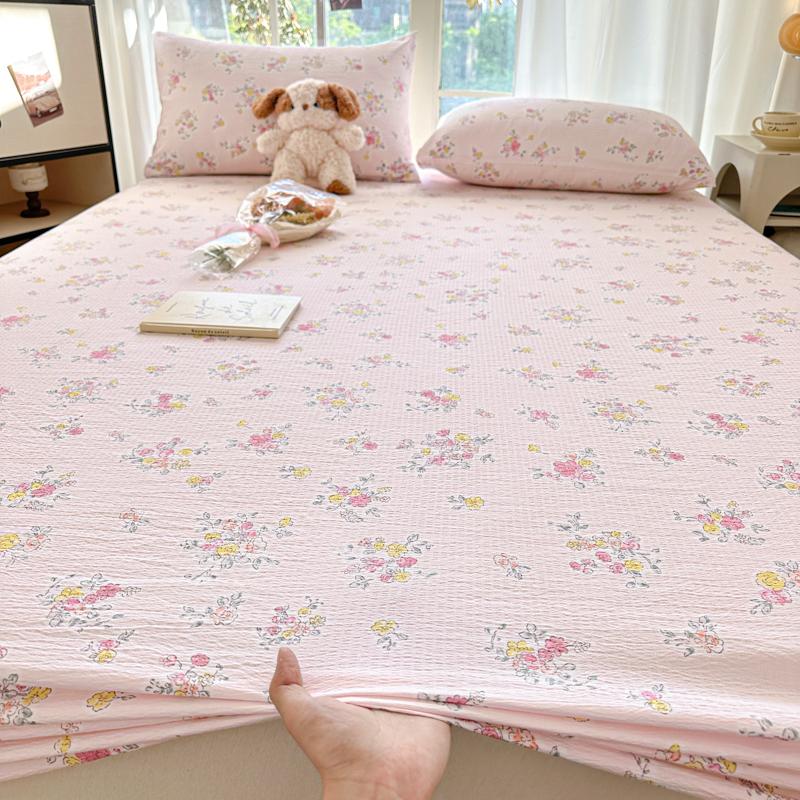 Flower Printed Fitted Bed Sheet Pink Color sabanas150x200 Single/Queen Size Mattress Protector Soft King Size Bed Sheets for Bed