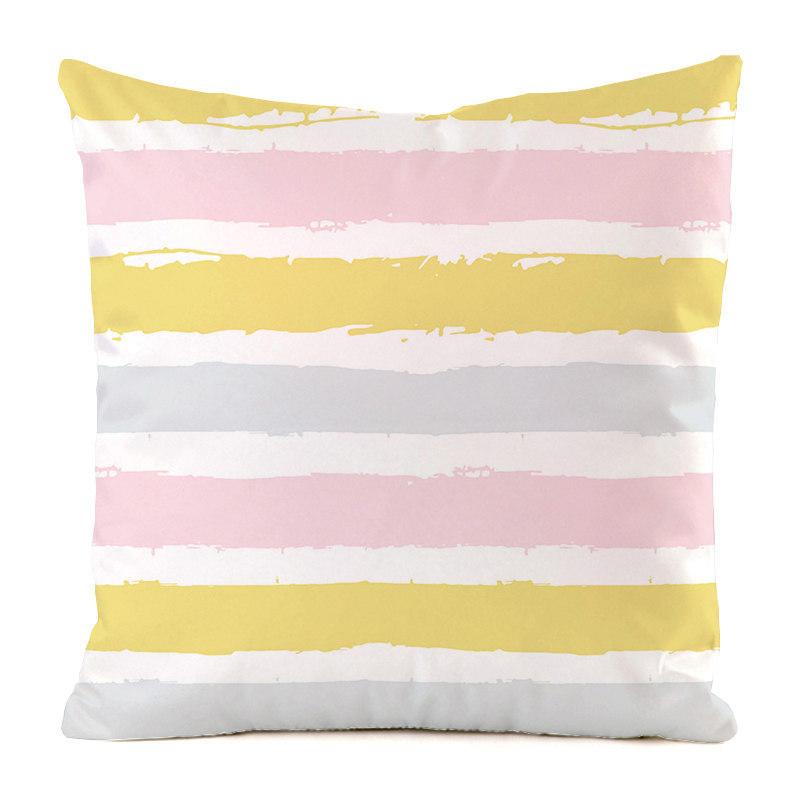 Nordic Striped Patterns Digital Printing Short Plush Pillow Covers Decorative For Car Sofa Office Cushion Cover Home Goods