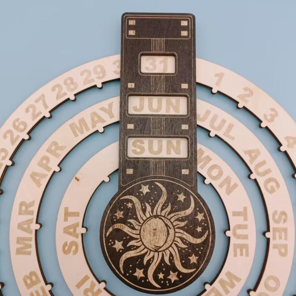 Stylish Rotating Calendar Retro Hanging Calendar Silent Operation Perpetual Calendar Indoor