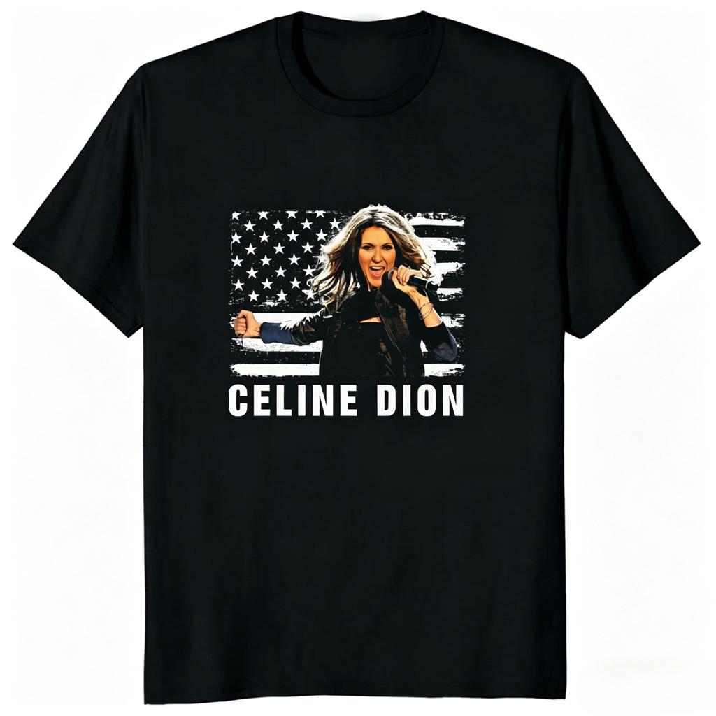 Celine Dion Porträt Grafik Baumwoll T-Shirt 2026 Sommer Neu Y2k Mode Unisex Kleidung Damen Vintage Musik Gedenk T-Shirt