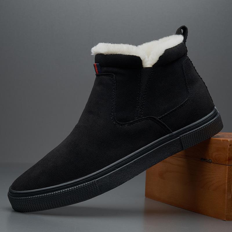 

Зимняя обувь для мужчин Кожаные ботинки Теплые плюшевые кожаные повседневные ботинки для отдыха на природе 39 чёрный