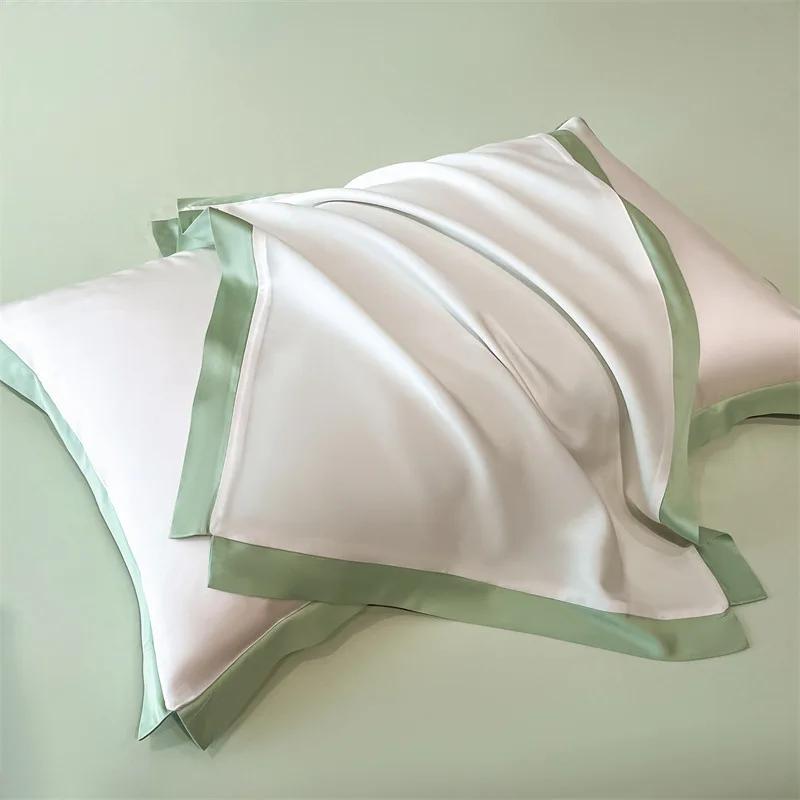 Premium feeling ice silk pillowcase pair 2025 new summer pillow liner cover wide edge lace pillowcase cover