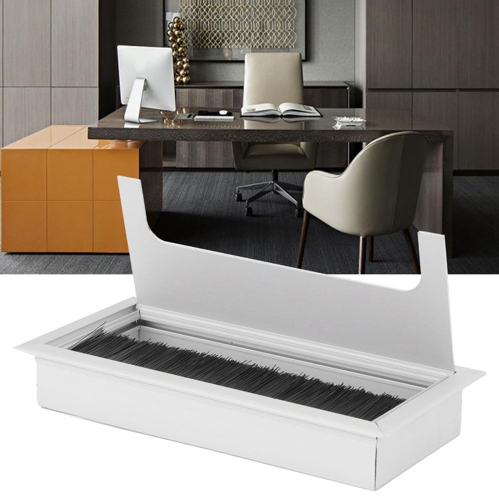 Silver Wire Hole Cover Aluminum Alloy Rectangle Cable Grommet Durable Cable Grommet Computer Desk