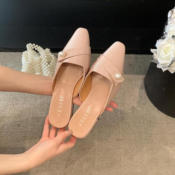 Fashion Shoes Low Hoof Heels PU Fabric Rubber Rome Low Shoes Rome Fabric PU Rubber Hoof