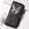 Women's Long Wallet with Butterfly Pattern Multi - function Snap Button Coin Purse Cute Design Gift for Cat Lovers Daily Commute Outdoor Travel