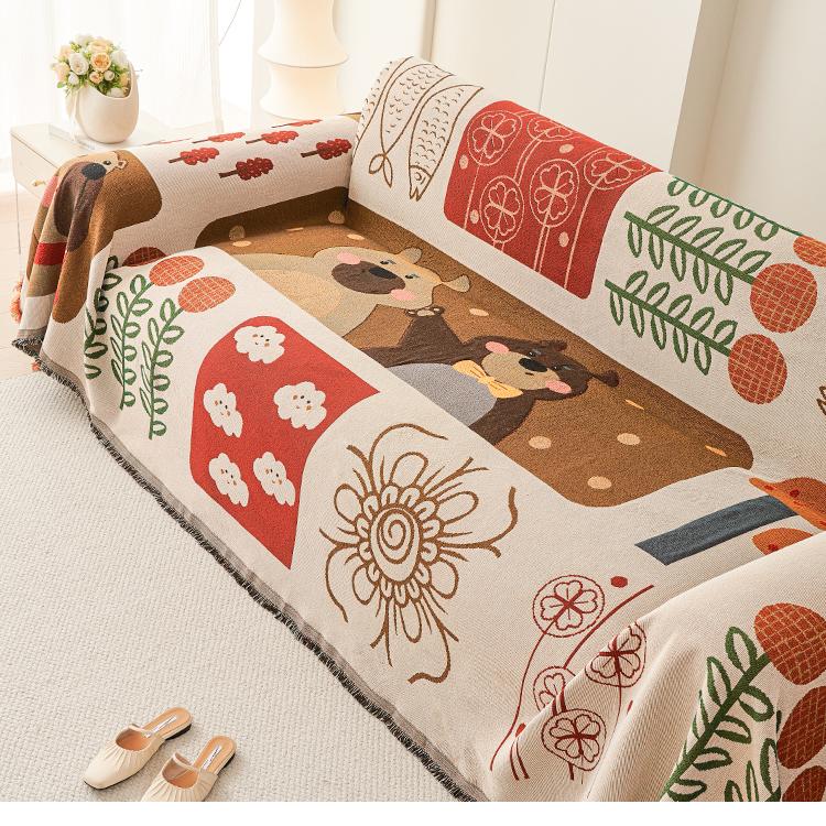 Painted Sofa Cover Home Sofa Towel Living Room Sofas Cover Cloth Anti-cat Scratch Non-slip 3 Seater Sofa Cover Full Set