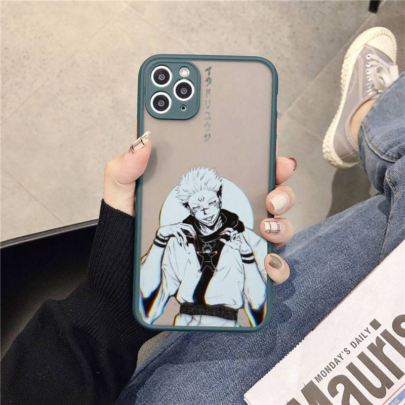 Couple Kawayi Jujutsu Kaisen Anime Phone Case for iPhone X XR XS 7 8 Plus 11 12 13 Pro MAX 13mini Translucent Matte Case