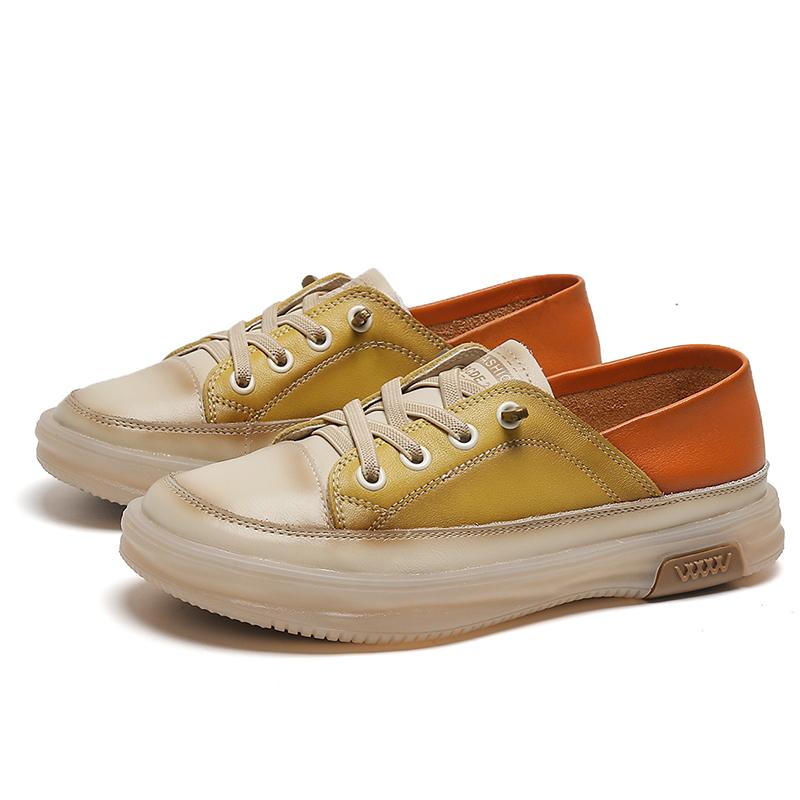 Fashion GKTINOO Genuine Cow Leather Women Sneakers Plus Size Spring Autumn Ladies Casual Shoes Retro Vulcanized Woman Summer Loafers