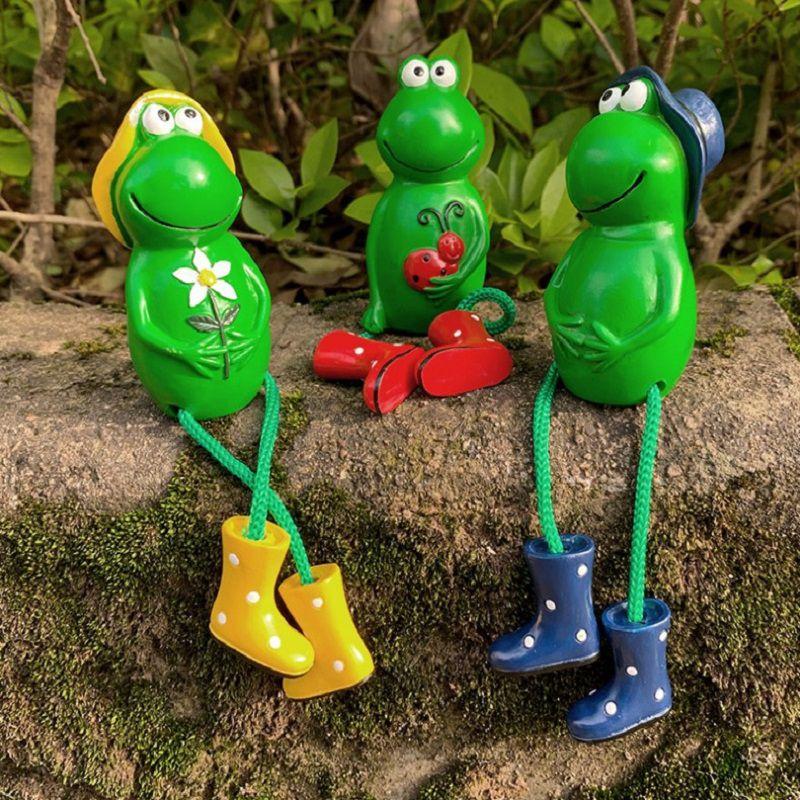 Charming Frog Ornaments For Outdoor Garden And Flowerpot Decoration Set Of Three
