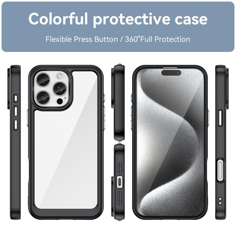 For iPhone 16 Pro Phone Case WANLONFENG XC Series TPU Acrylic Cover with Tempered Glass (Big Lens Hole)