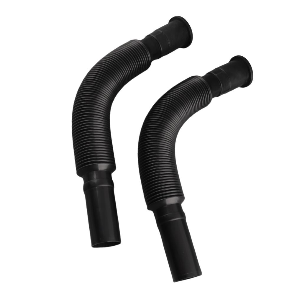 2Pcs Basin Drain Pipe Wash Basin Sink Drain Hose Flexible PVC Water Pipe for Kitchen Bathroom Black