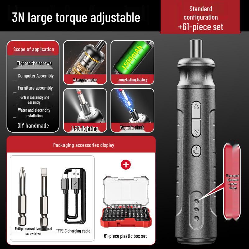 Rechargeable Mini Electric Screwdriver Set with Lithium Battery