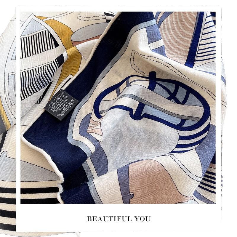 New thermal silk silk scarf shawl women's design silk wool scarf niche fashion silk wool square scarf