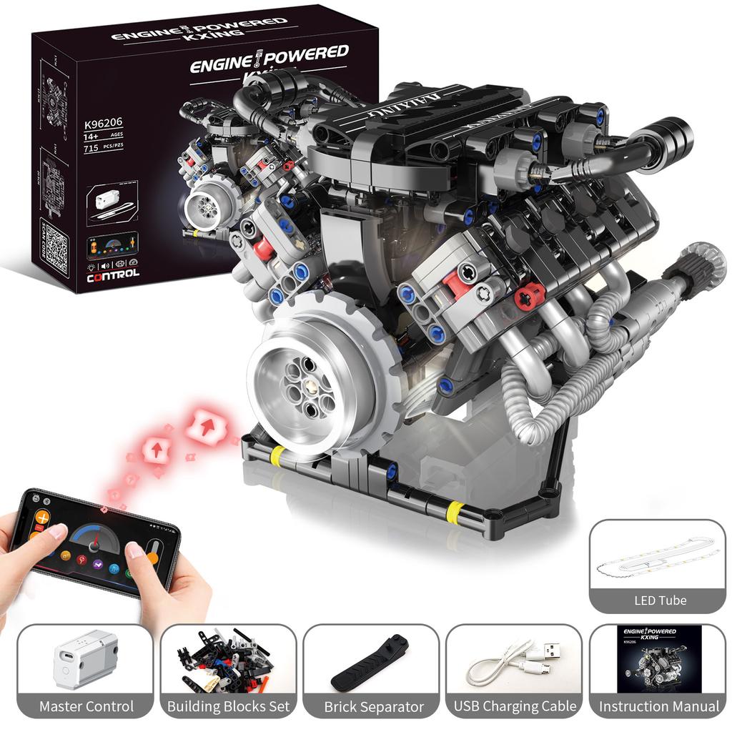 V12 Aircraft Engine Building Blocks Toys Set, Mechanical Engine Model Assembly Ornaments, Children And Adults Birthday Gift