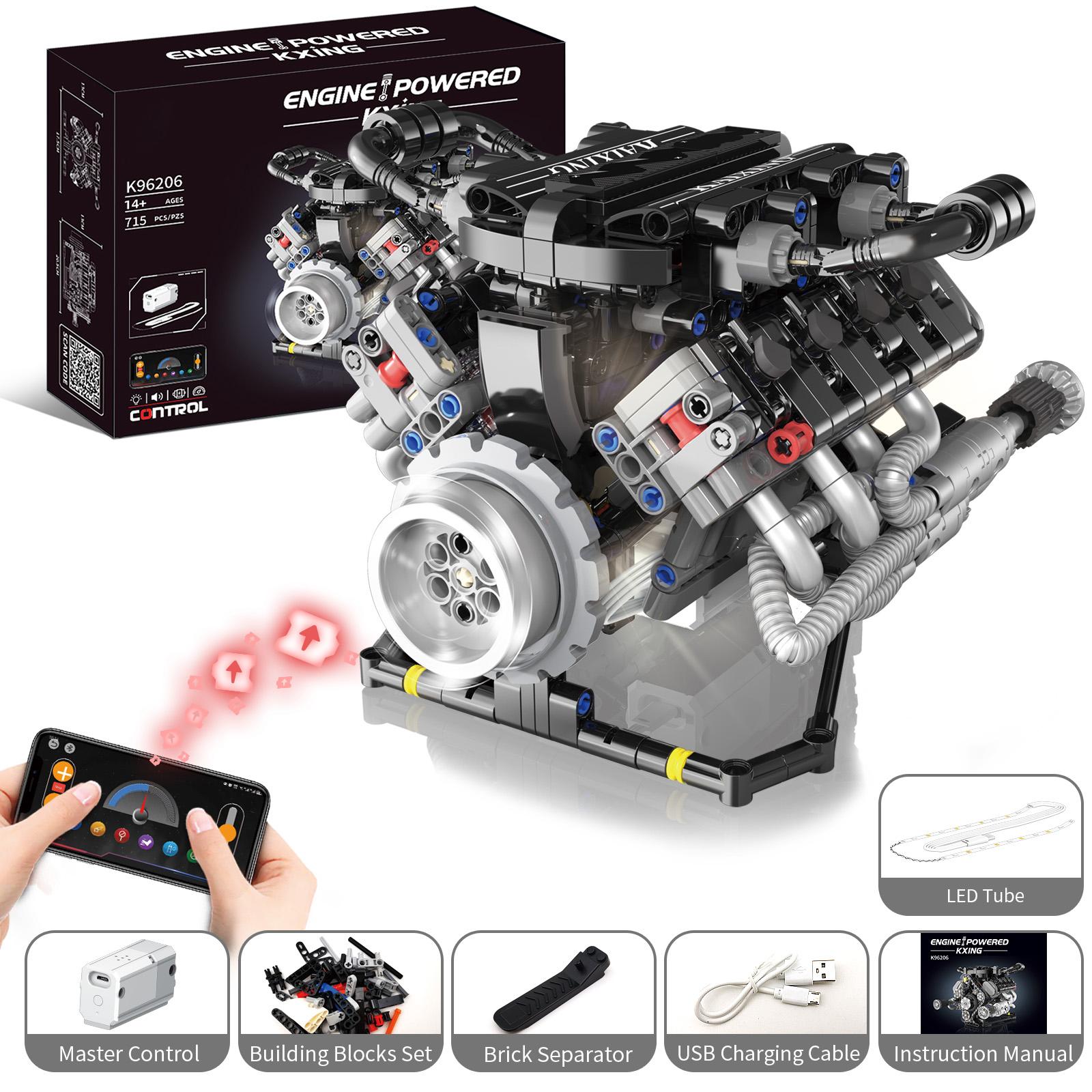 V12 Aircraft Engine Construction Blocks Toys Set, Mechanical Engine Model Assembly Ornaments, Kids And Adults Birthday Present