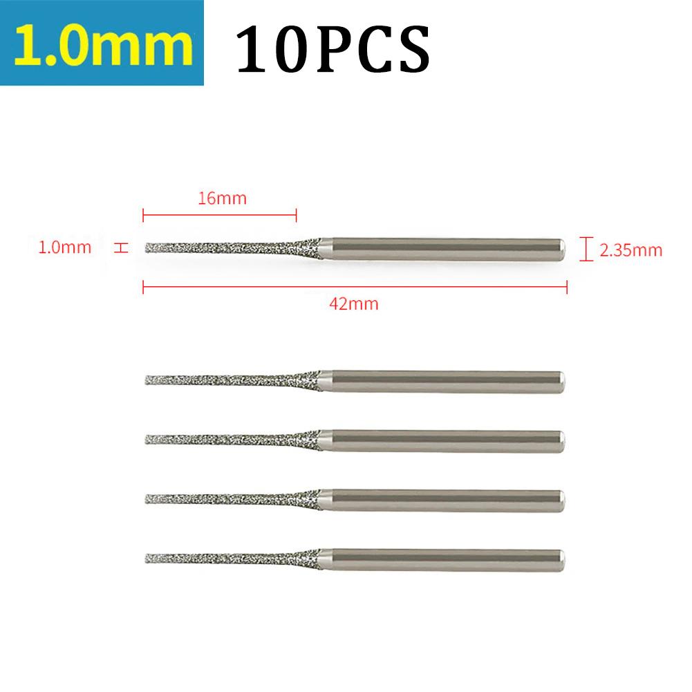 7/10PCS 0.8/1/1.2/1.5/1.8/2/2.5mm Diamond Coated Drill Bits with 2.35mm Shank Glass Jade Amber Jewelry Diamond Drill Bit