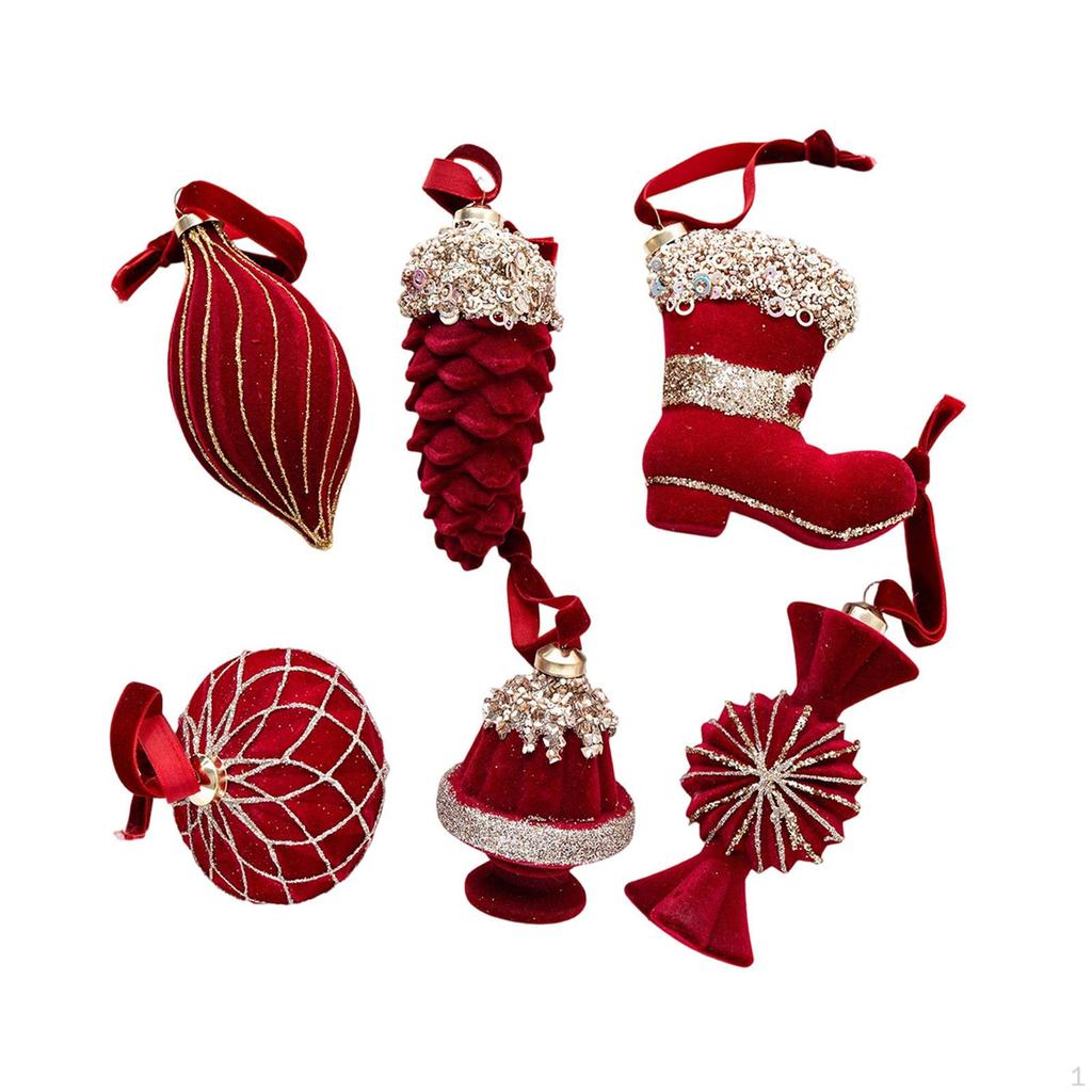 6 Pièces Ornements de Noël à Suspendre pour Décorations d'Arbre Artisanat Ornement Pendentifs Boules