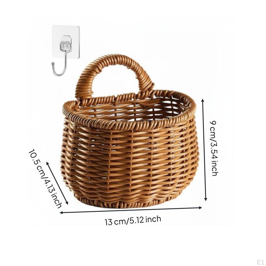 Wicker WallMount Pocket Imitation Rattan Small Woven Storage Basket Versatile Hanging