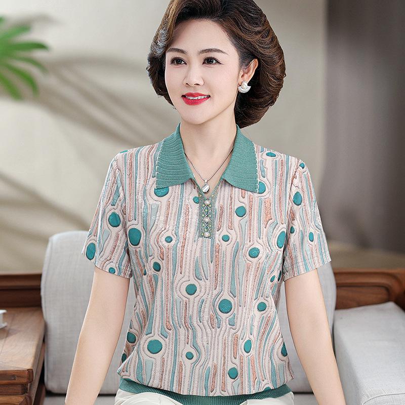 

2026 New Style Mulberry Silk Short Sleeve T-Shirt for Women - Loose Fit, Ideal for Middle-Aged & Elderly 5XL (150-165 jin) зелёный