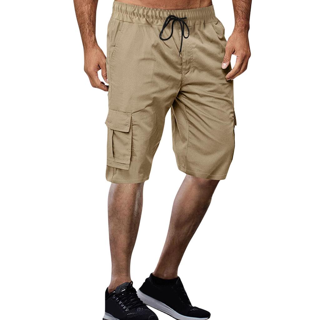Men's Plus Size European & American Multi-Pocket Drawstring Sport & Work Shorts