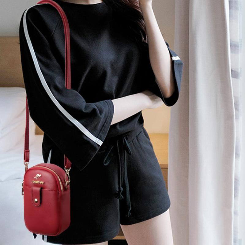 Chic Mini Crossbody Phone Bag for Women - Fashionable Faux Leather with Detachable Strap, Zip Closure, Solid Color