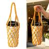 Portable Cup Wrap with Cord Pattern and Carry Handle, Light Outer Coverage for Takeaway Coffee and Desk Beverage Use
