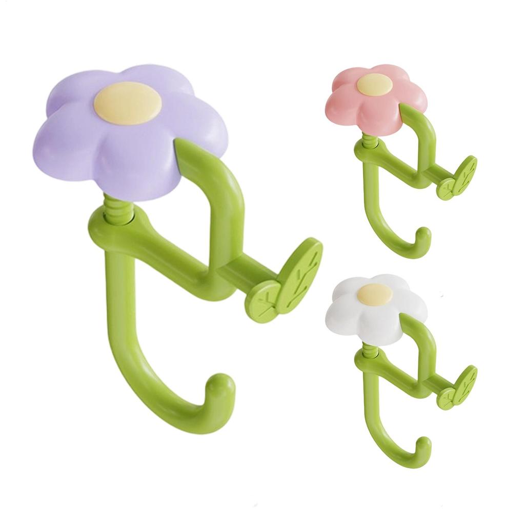 Desk Side Hooks Portable Bag Hook Flower Plastic Table Hook Purse Handbag Travel Bag Organizer Holder Hanger Office Decor