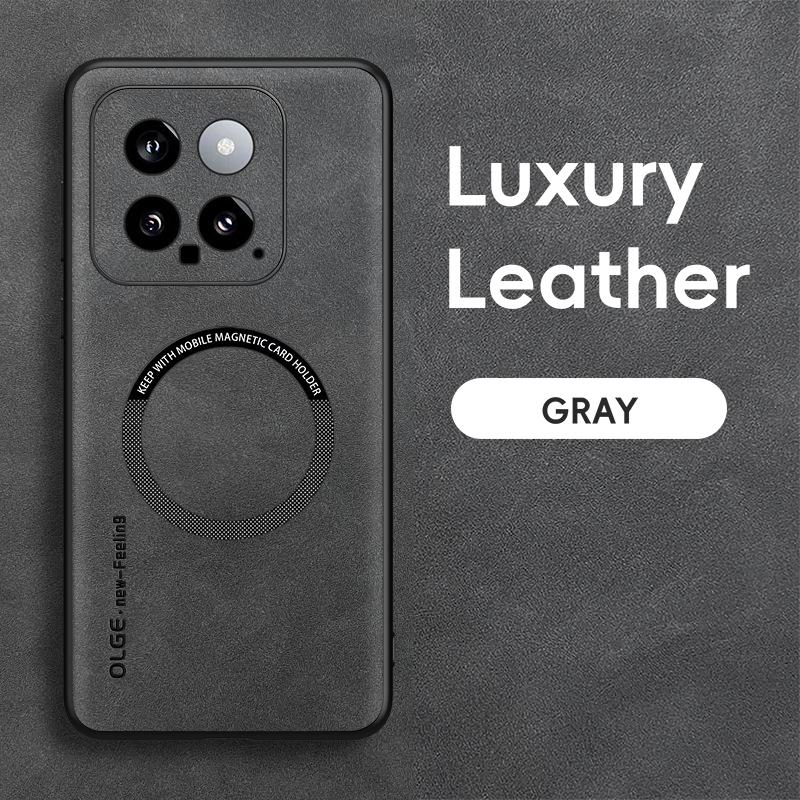 Kožený magnetický kryt na telefon pro Xiaomi 14 13 12S Ultra Ovčí kůže Matný zadní kryt pro Xiaomi 13T 11T 12 Pro 11 12 13 Lite 5G 12X