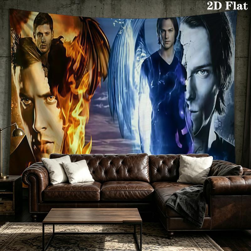 Supernatural Brothers Wall Tapestry Aesthetic Wall Hanging Printed Fabric Blanket Decorative Tapestries for Bedroom Living Room Home Decor