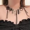 Punk Stainless Steel Multi-zipper Pendants Necklace for Women Personality Star Knot Choker Chains Hip Hop Rock Jewelry Y2K Gift