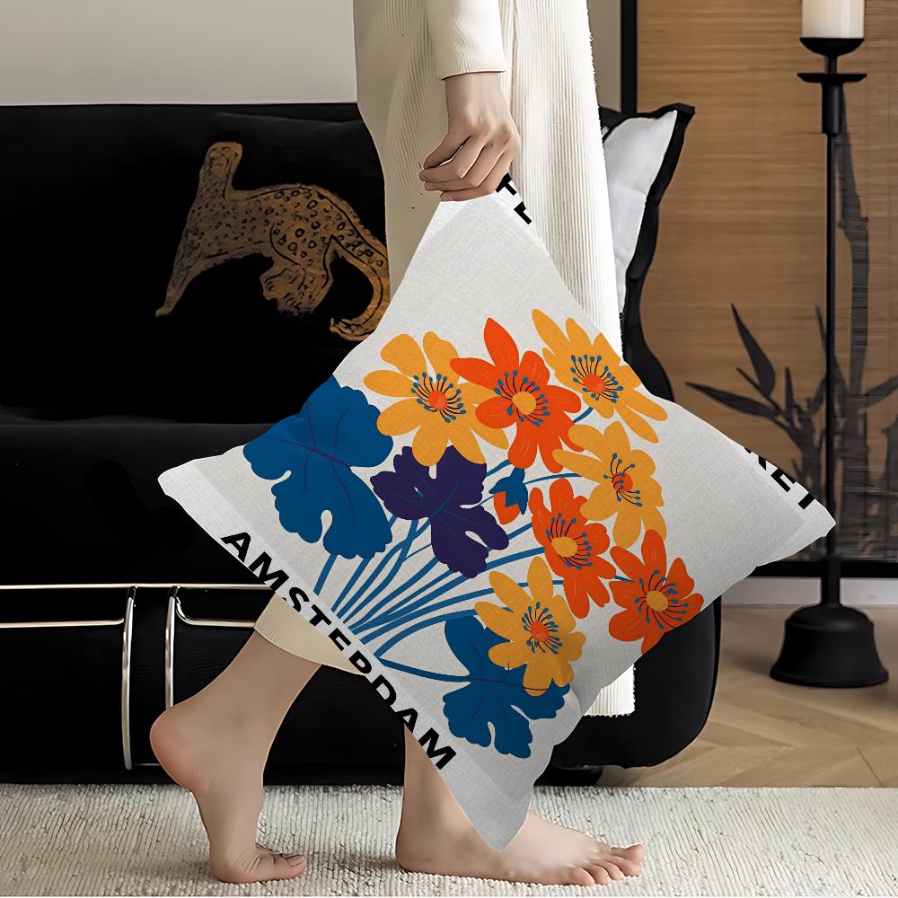 

Abstract Flower Market Cushion Cover Pillowcase Upholstery Sofa Throw Pillow Home Decor Pillowcas 16x16Inch