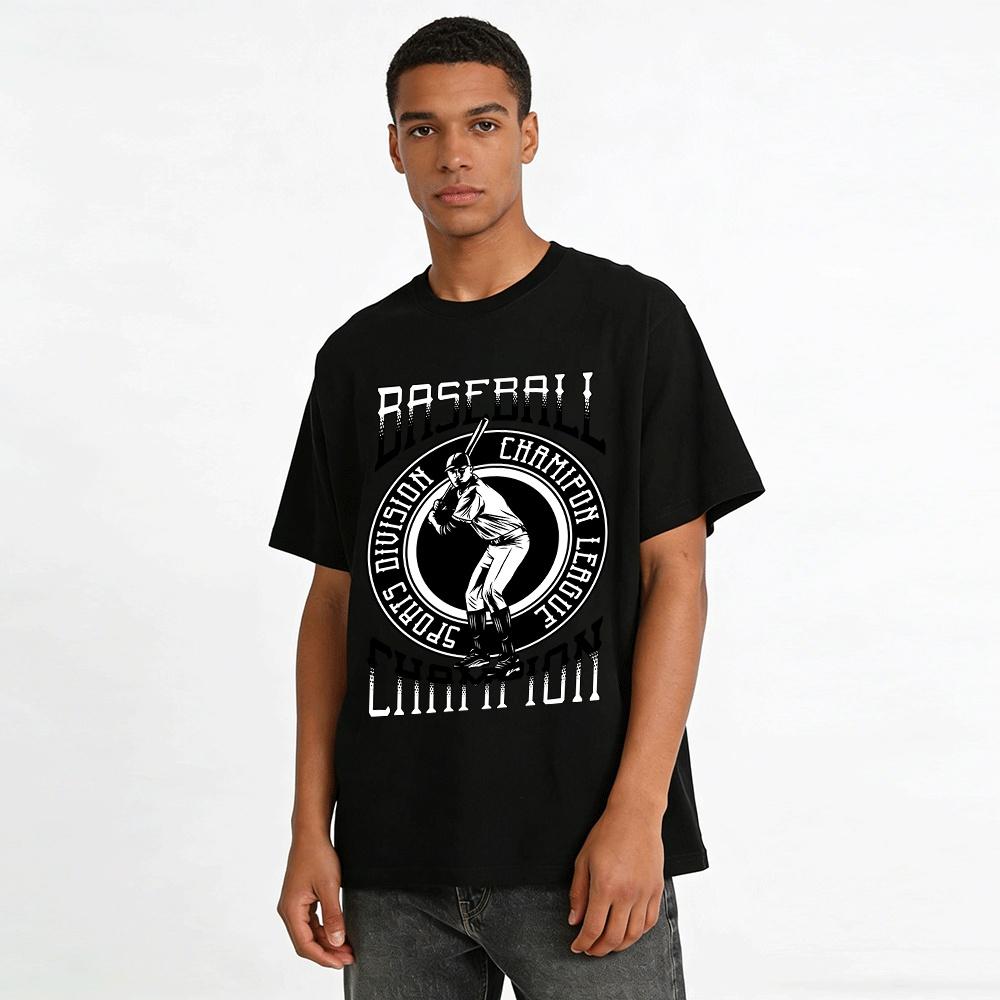 Baseball Division Champion League Graphic Tee Retro Sports Top Pure cotton T-shirt