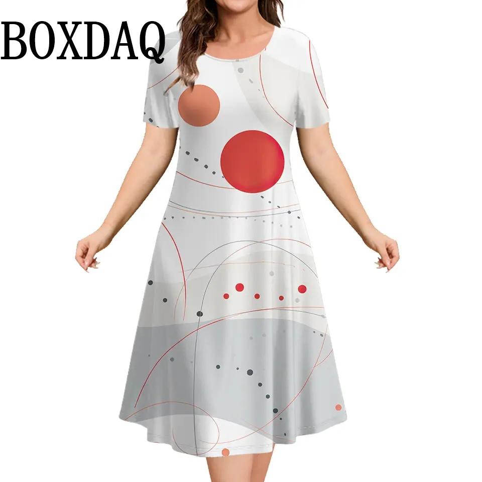 

Женские платья с принтом в горошек, летняя одежда, короткие рукава, свободное платье больших размеров, модное элегантное женское уличное мини-платье 5XL