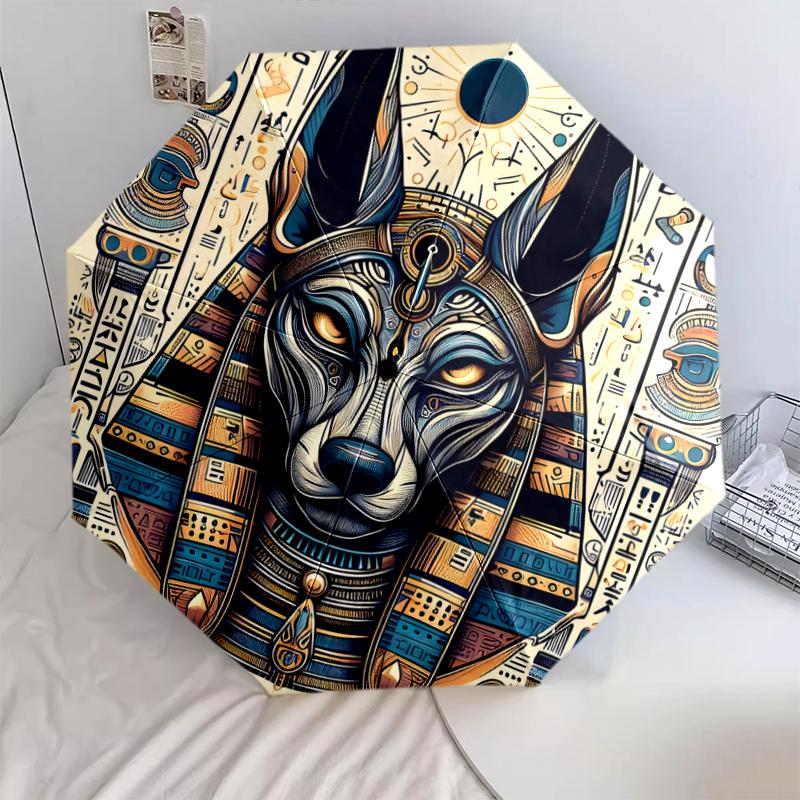 1PC Anubis Umbrella Portable Folding Umbrella Iron Frame Hole Bone Structure Outdoor Home Umbrella A11