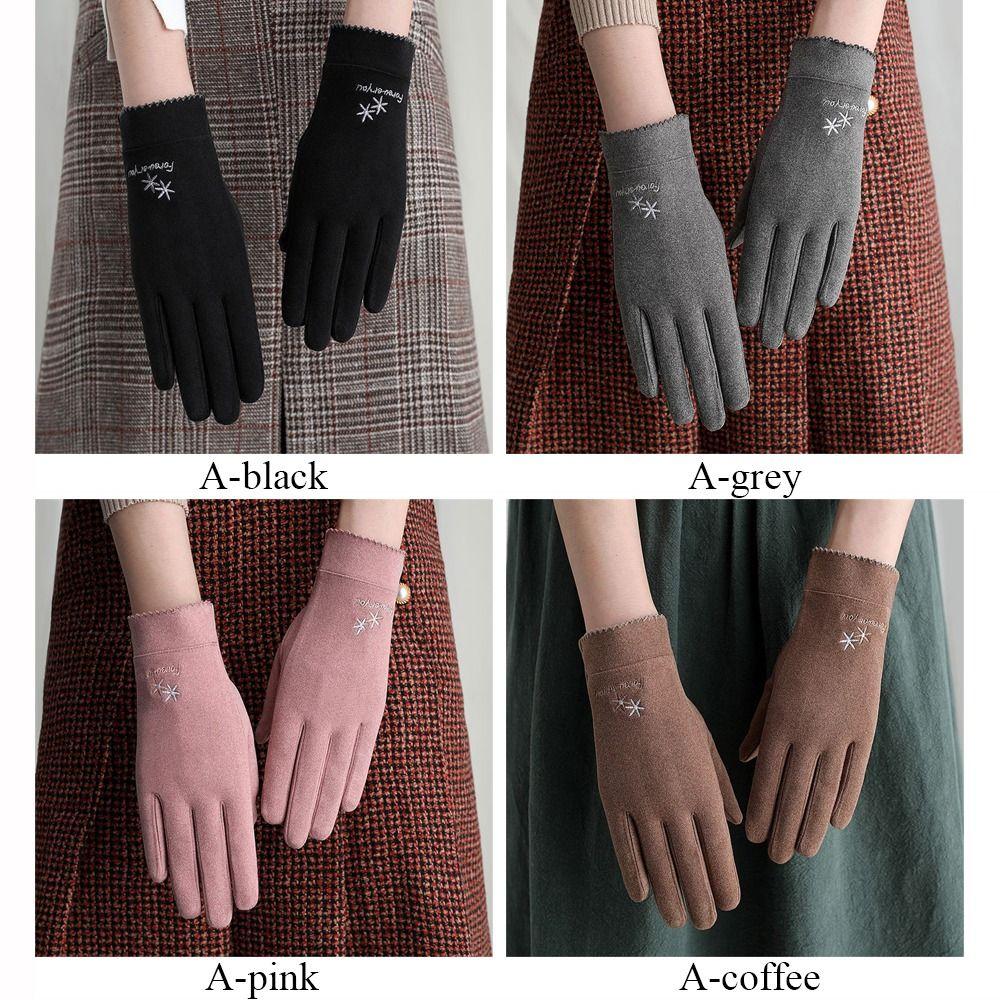 Thin Velvet Warm Gloves Touch Screen Mittens Fashion All Finger Gloves Outdoor