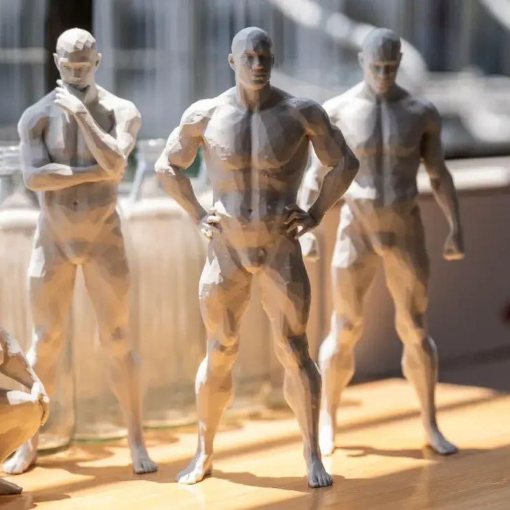 3D Yoga Pose Figurine – Male Plastic Desktop Ornament for Home & Office Decor