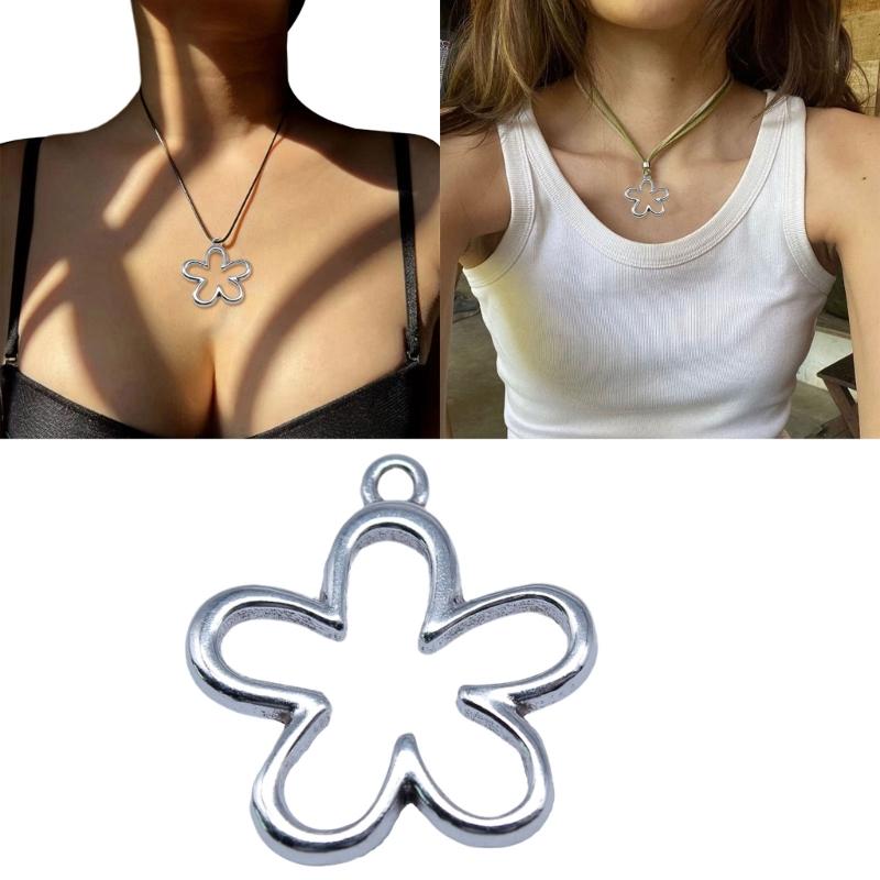 Popular Ancient Silver Alloy DIY Accessories Hollow Flower Pendants DIY Handmade Bracelet Necklace Earrings Materials