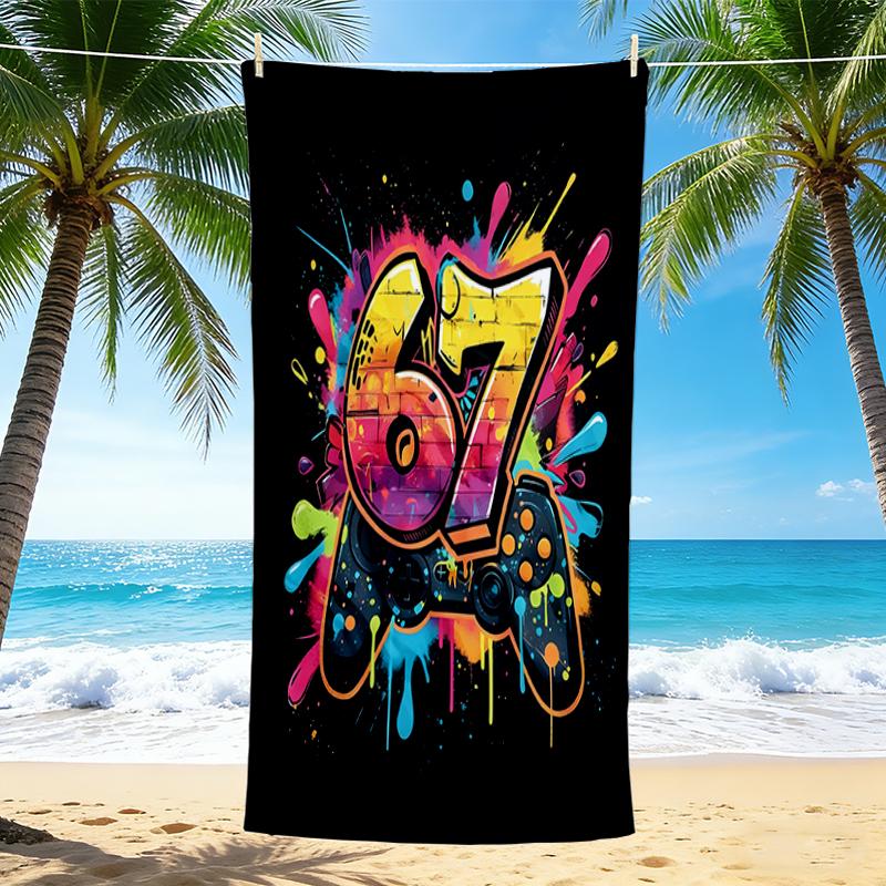 1Pc Colorful Celebration Beach Towel, Quick Dry, Multi-Use for Beach Pool Gym Yoga Home Travel, Christmas, Halloween, Xmas Gift M928144