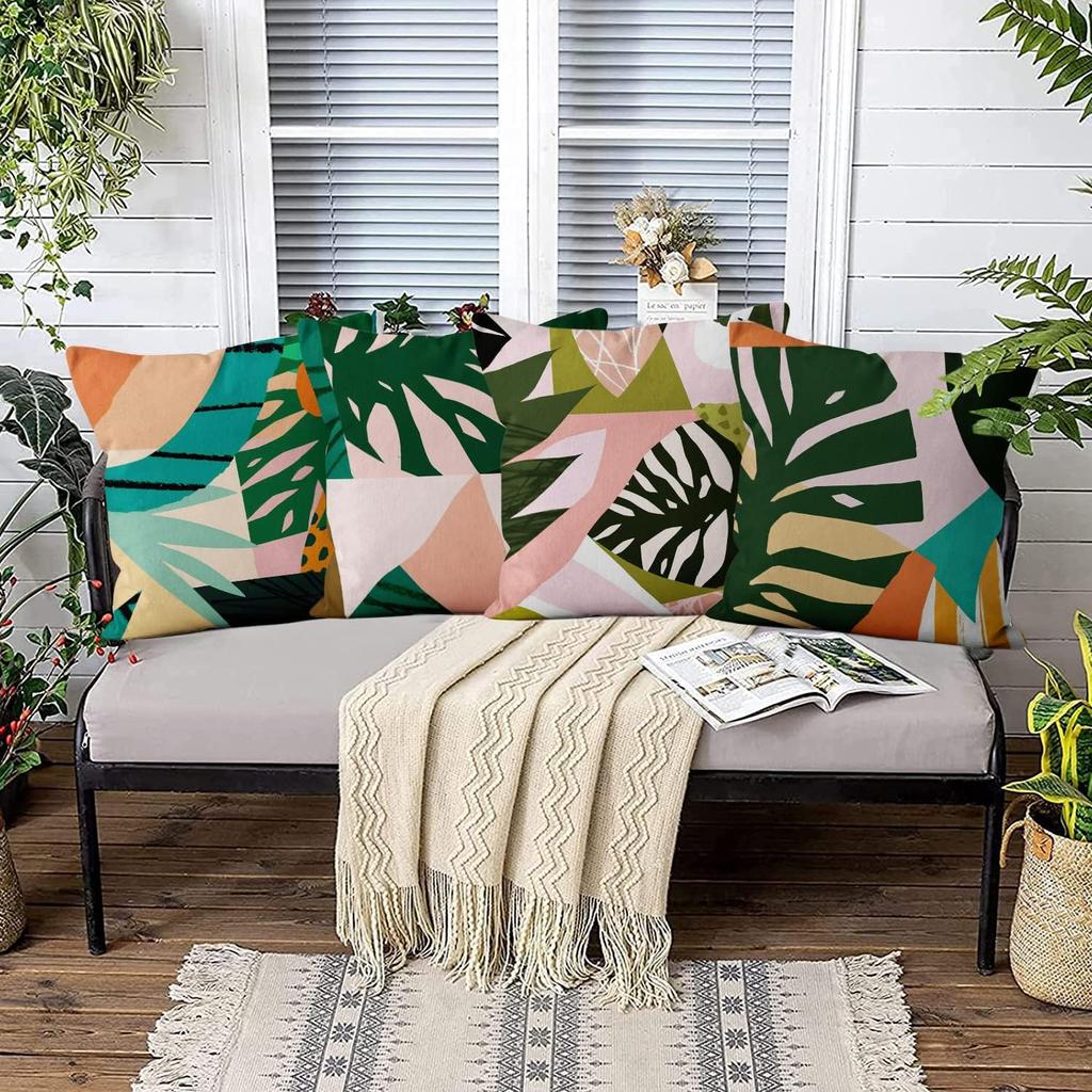 4Pcs Boho Cushion Covers 45X45Cm, Geometric Pattern Pillow Cases For Home Decor, Living Room, Sofa, Bedroom, Car Decoration