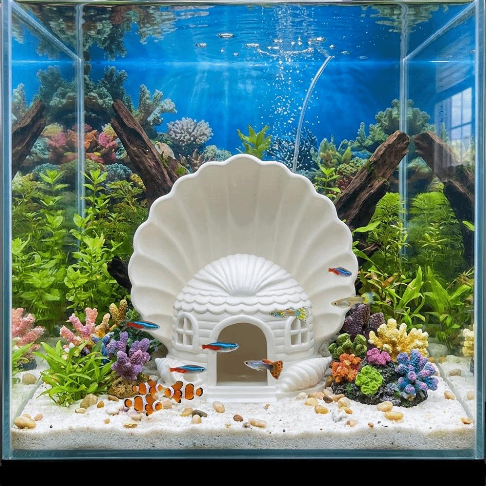 Plastic Fish Hiding House 3D Printed Betta Shelter Aquarium Cave Ornament  Office Decoration