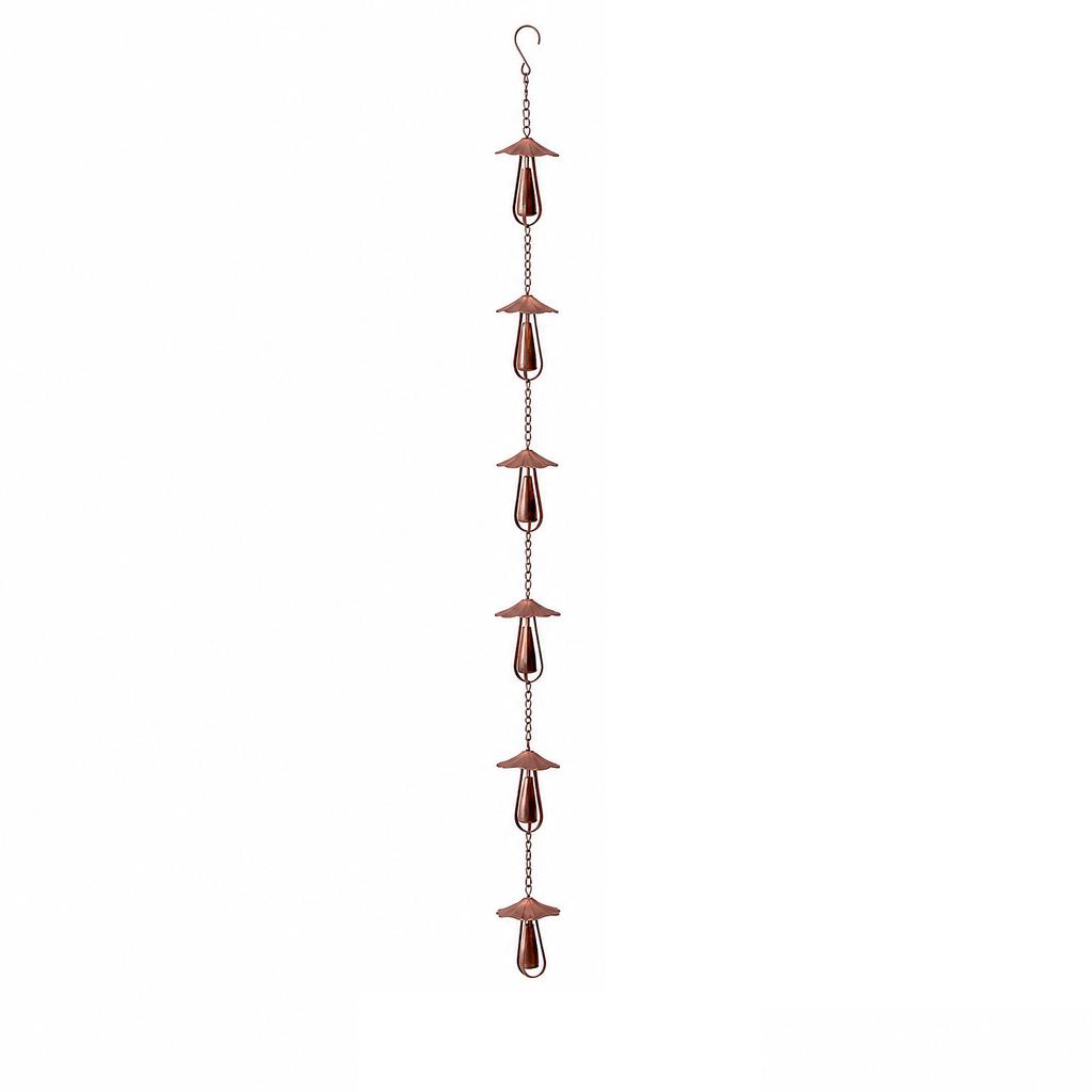 Metal Mushroom Rain Chain for Outdoor Drainage and Water Collection with Hanging Hook and Multiple Connected Cups for Garden Decoration