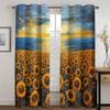 3D Oil Painting Sunflower Ocean Curtains Blue Sky Sunrise Bedroom Living Room Balcony Kitchen Decorative Curtains 2 Panels